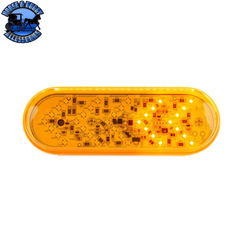 36 LED 6" Oval Sequential Turn Signal Light - Amber LED/Amber Lens (Bulk) Orange