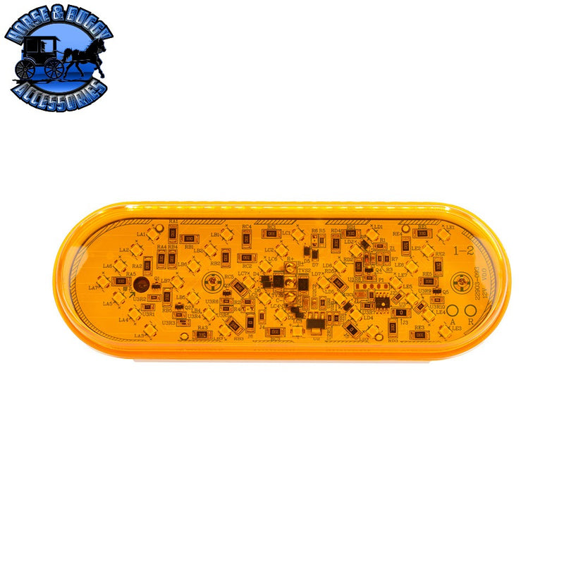 36 LED 6" Oval Sequential Turn Signal Light - Amber LED/Amber Lens (Bulk) Dark Orange
