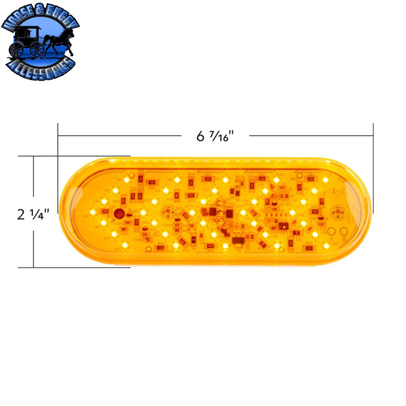 36 LED 6" Oval Sequential Turn Signal Light - Amber LED/Amber Lens (Bulk) Orange