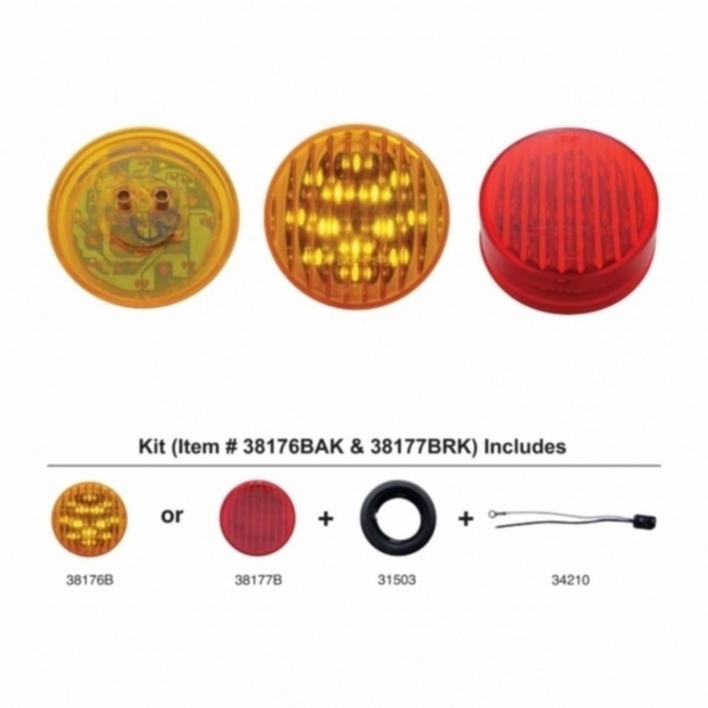 Kit de luces redondas de 13 LED de 2-1/2" (espacio libre/marcador) - LED ámbar/lente ámbar