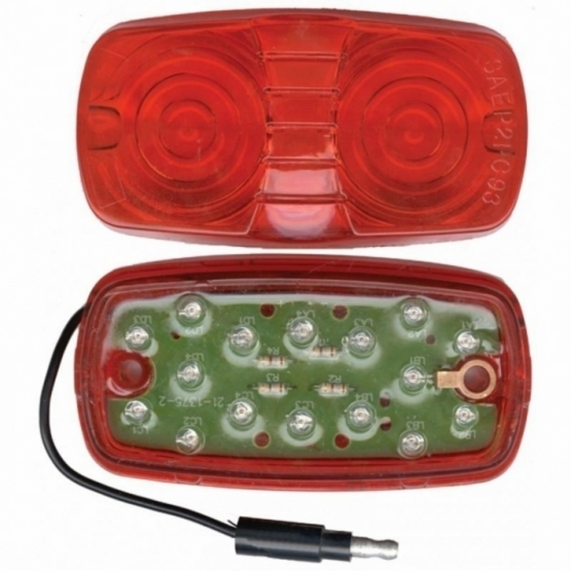 UP-38192 16 LED 4" X 2" Rectangular Light (Clearance/Marker) With Single Wire - Red LED/Red Lens