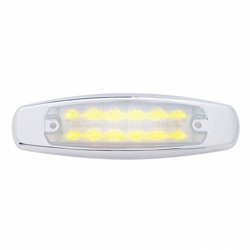UP-38218 12 LED Rectangular Light (Clearance/Marker) With Chrome Bezel - Amber LED/Clear Lens