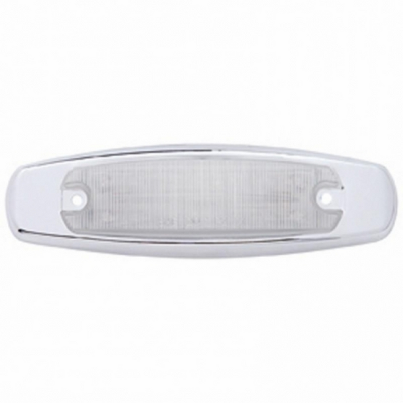 UP-38218 12 LED Rectangular Light (Clearance/Marker) With Chrome Bezel - Amber LED/Clear Lens