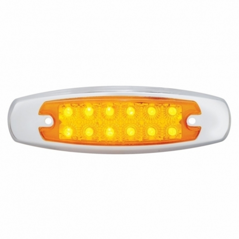 Luz rectangular reflectora de 12 LED con bisel (liquidación/marcador) - LED ámbar/lente ámbar (a granel)