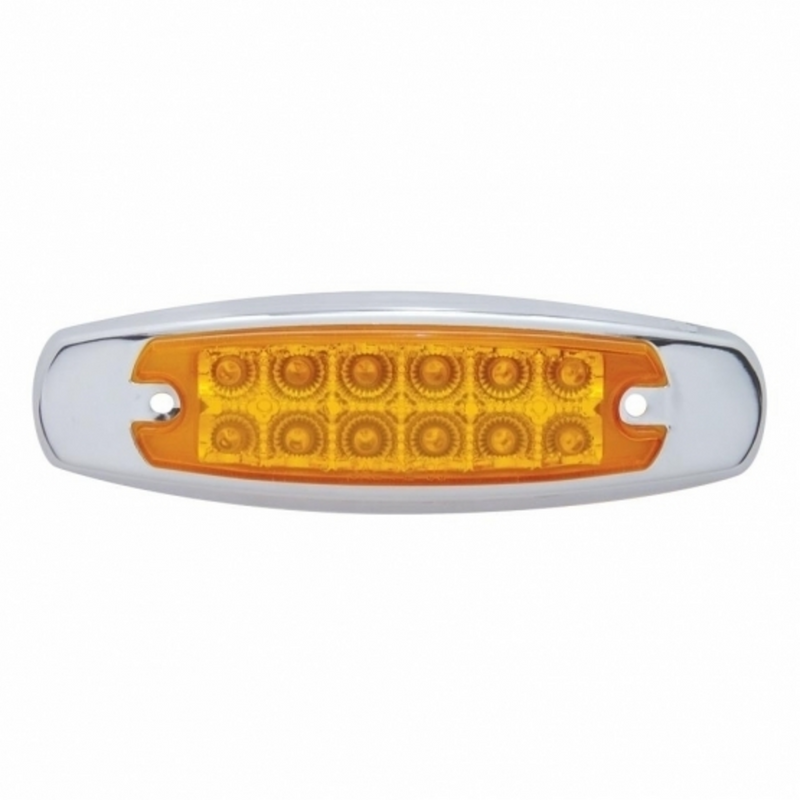 Luz rectangular reflectora de 12 LED con bisel (liquidación/marcador) - LED ámbar/lente ámbar (a granel)