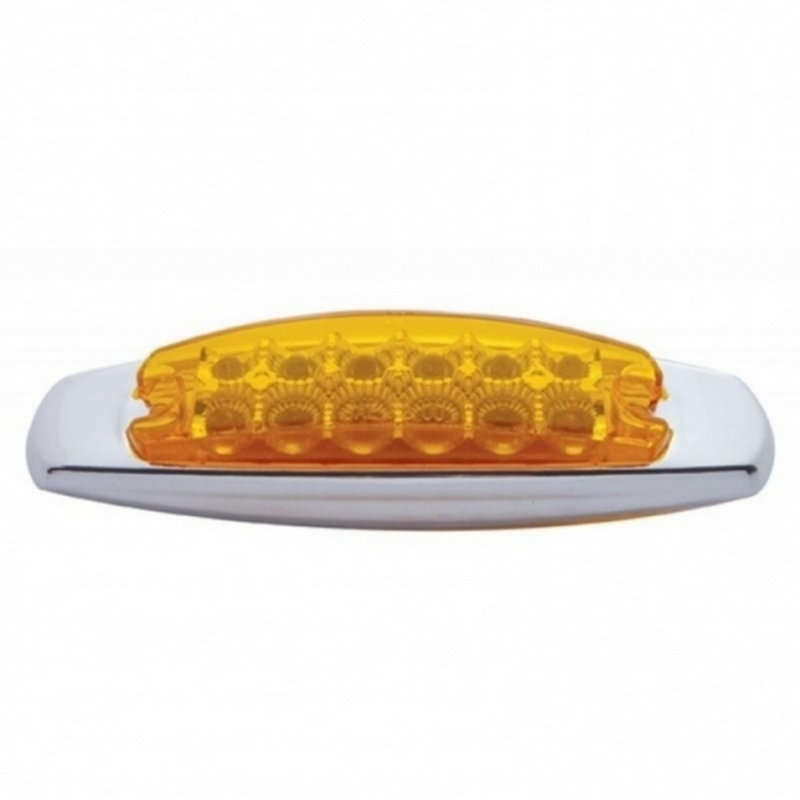 Luz rectangular reflectora de 12 LED con bisel (liquidación/marcador) - LED ámbar/lente ámbar (a granel)