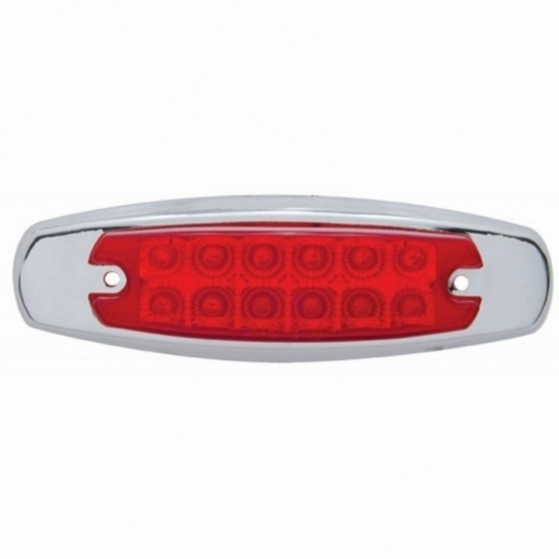 Luz rectangular reflectora de 12 LED con bisel (liquidación/marcador) - LED rojo/lente roja