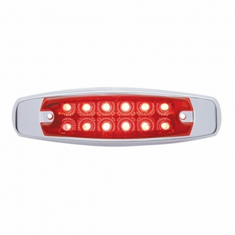 Luz rectangular reflectora de 12 LED con bisel (liquidación/marcador) - LED rojo/lente roja