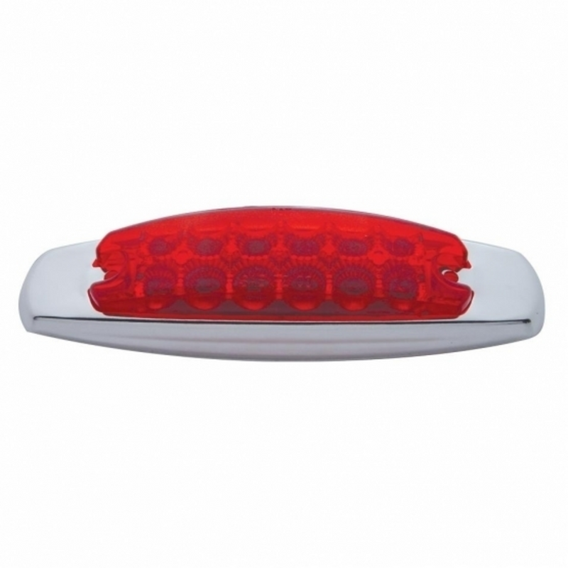 Luz rectangular reflectora de 12 LED con bisel (liquidación/marcador) - LED rojo/lente roja