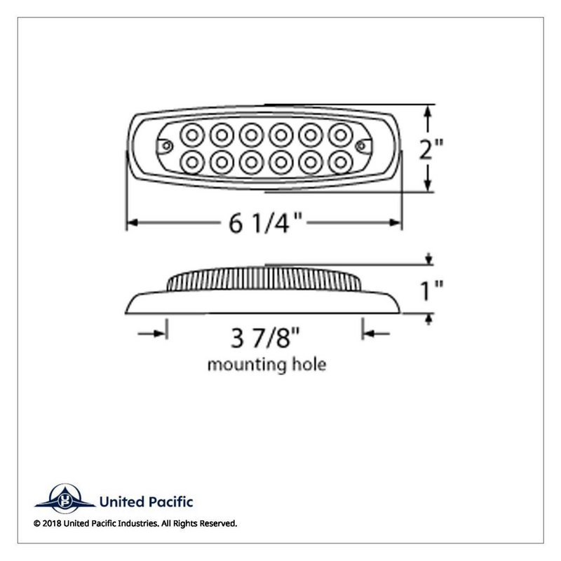 UP-38307B 12 LED Reflector Rectangular Light With Bezel (Clearance/Marker) - Amber LED/Clear Lens (Bulk)