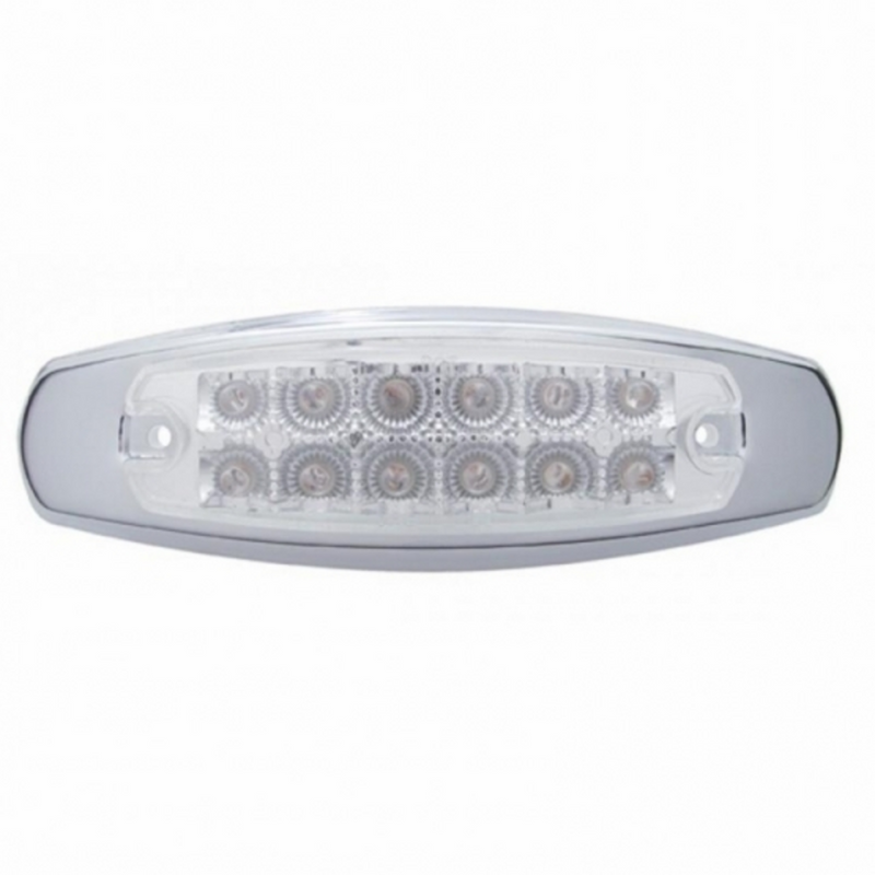 UP-38307 12 LED Reflector Rectangular Light With Bezel (Clearance/Marker) - Amber LED/Clear Lens