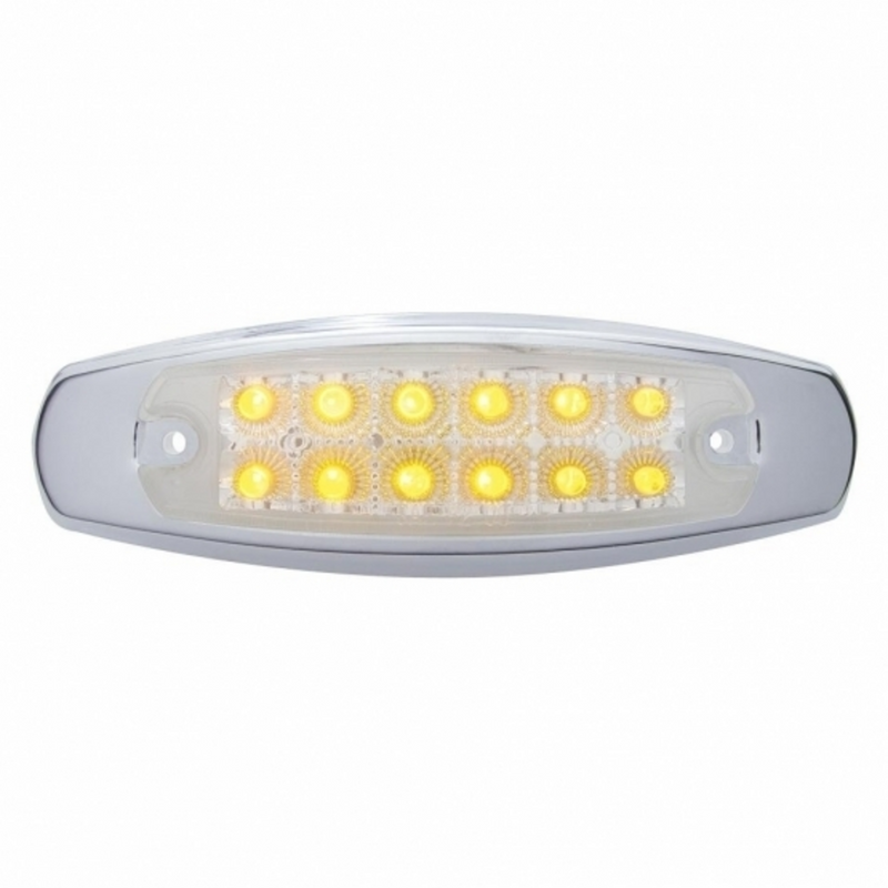 UP-38307 12 LED Reflector Rectangular Light With Bezel (Clearance/Marker) - Amber LED/Clear Lens