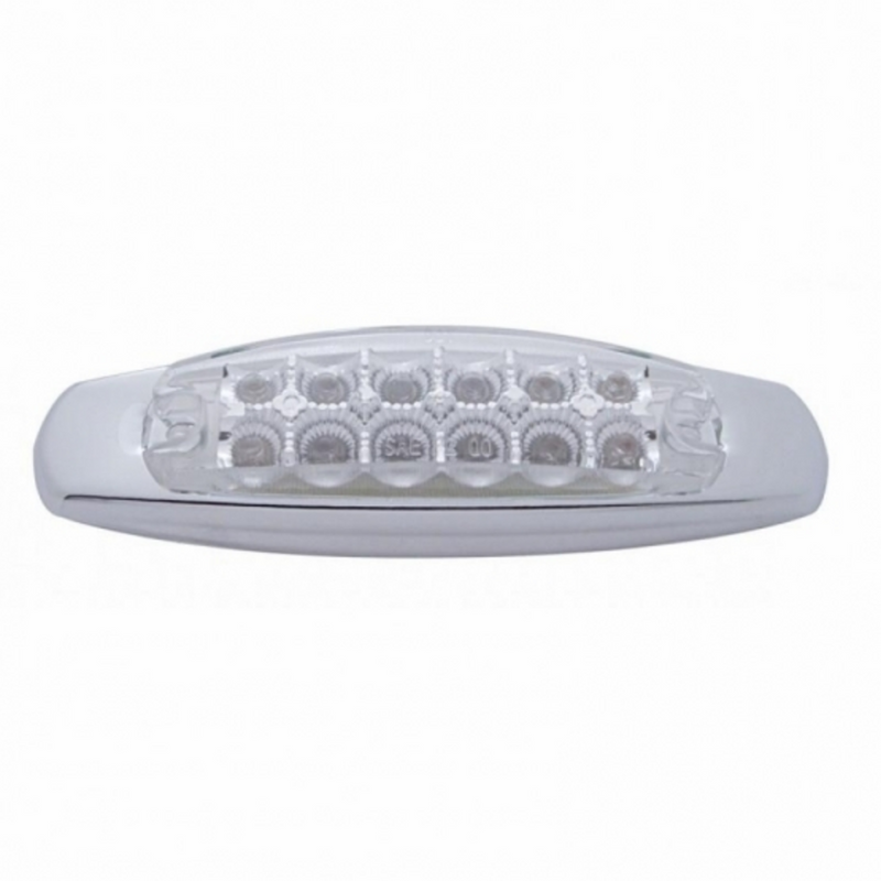 UP-38307 12 LED Reflector Rectangular Light With Bezel (Clearance/Marker) - Amber LED/Clear Lens