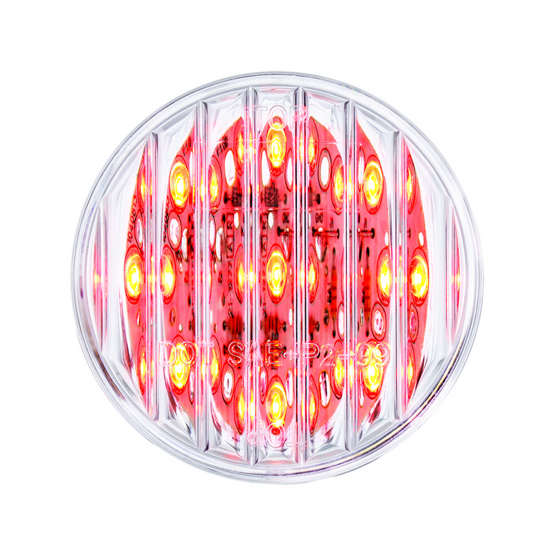 Luz redonda de 9 LED de 2" (liquidación/marcador) - LED rojo/lente transparente (a granel)