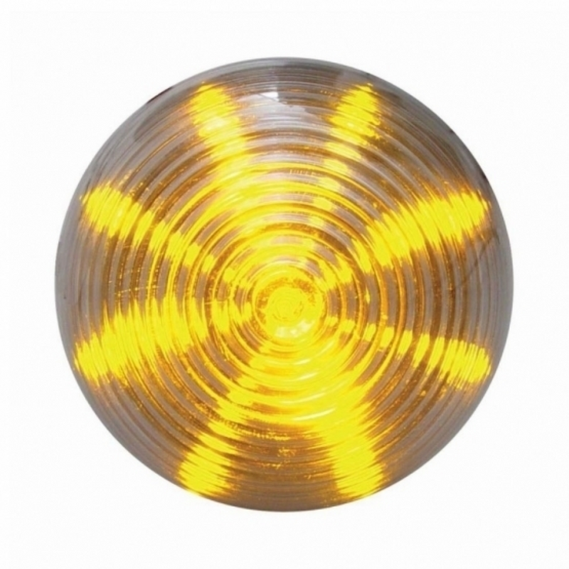 Luz de colmena redonda de 13 LED de 2-1/2" (liquidación/marcador) - LED ámbar/lente transparente