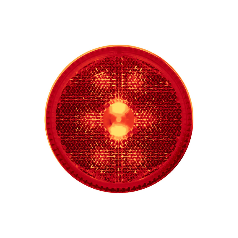 Luz reflectorizada redonda de 8 LED de 2-1/2" (liquidación/marcador) - LED rojo/lente roja (a granel)