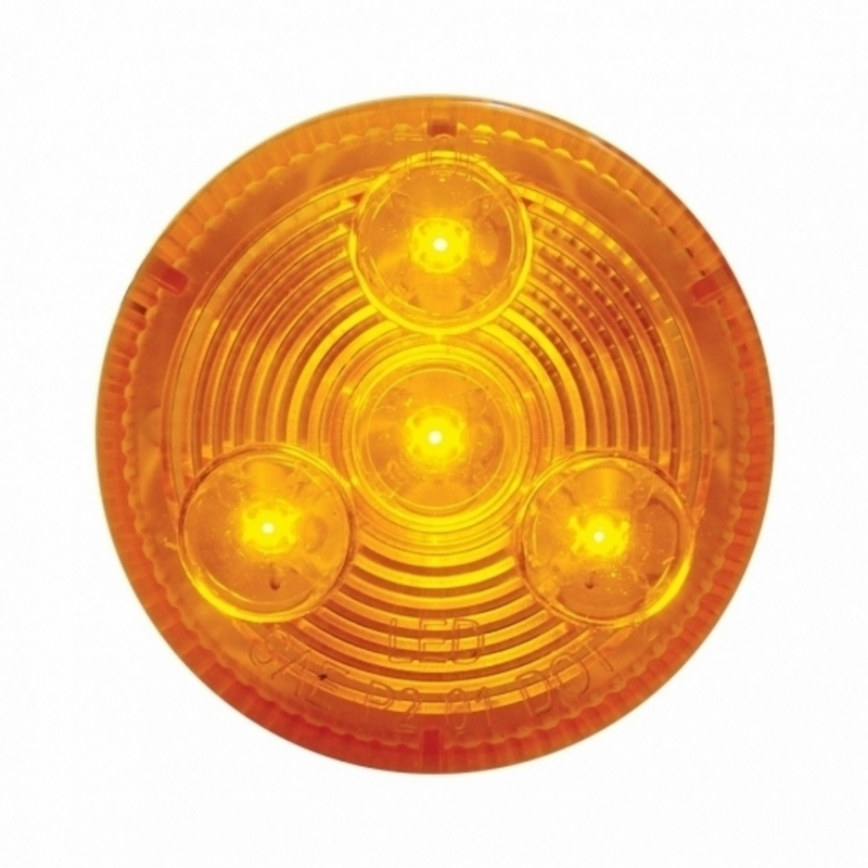 Luz redonda de perfil bajo de 4 LED de 2-1/2" (liquidación/marcador) - LED ámbar/lente ámbar (a granel)