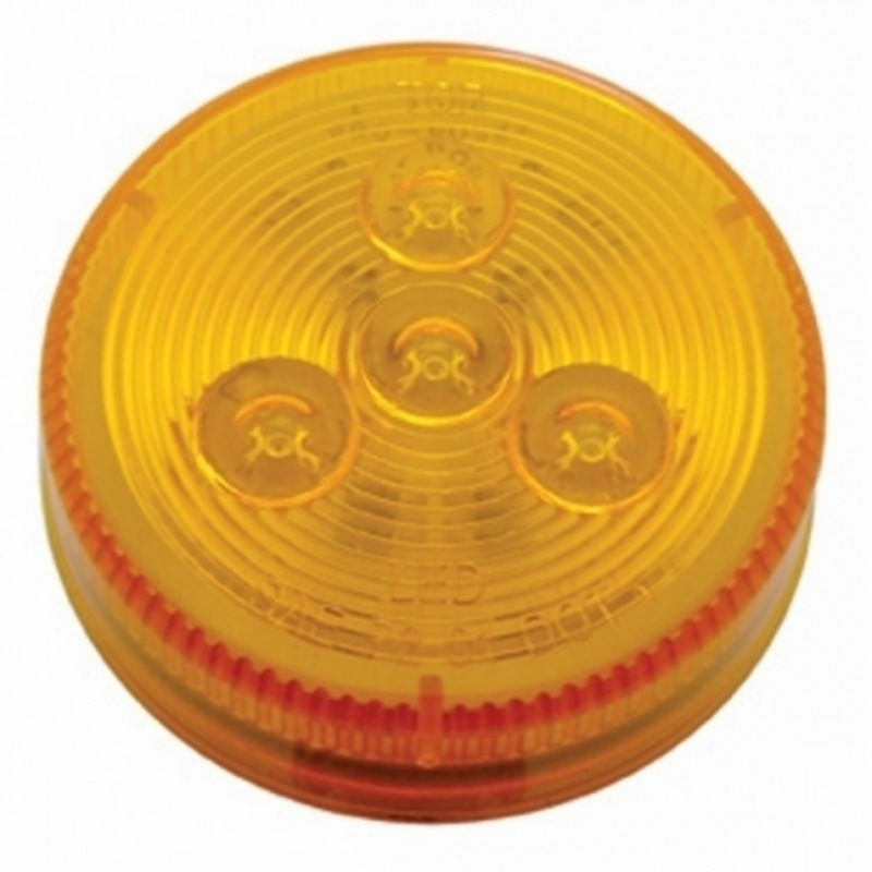 Luz redonda de perfil bajo de 4 LED de 2-1/2" (liquidación/marcador) - LED ámbar/lente ámbar (a granel)