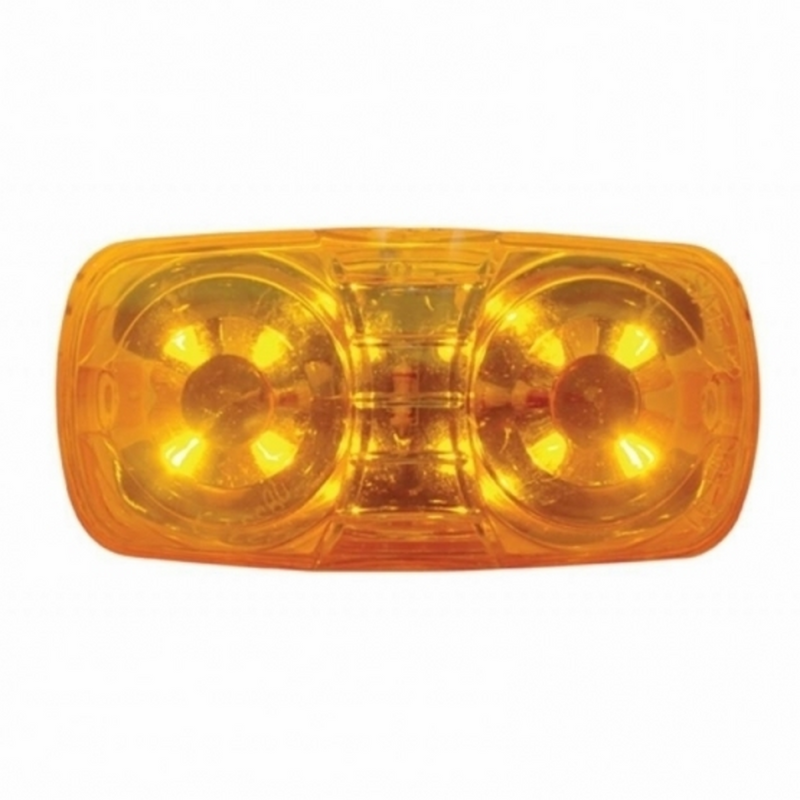 Luz rectangular de 12 LED de 4" x 2" (liquidación/marcador) - LED ámbar/lente ámbar (a granel)