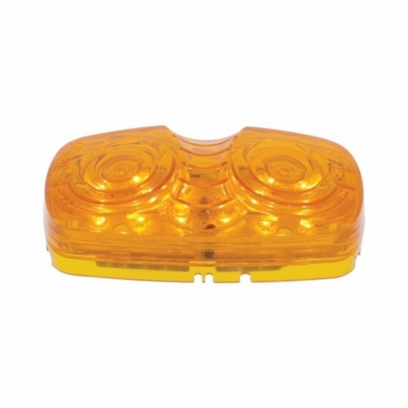 Luz rectangular de 12 LED de 4" x 2" (liquidación/marcador) - LED ámbar/lente ámbar (a granel)