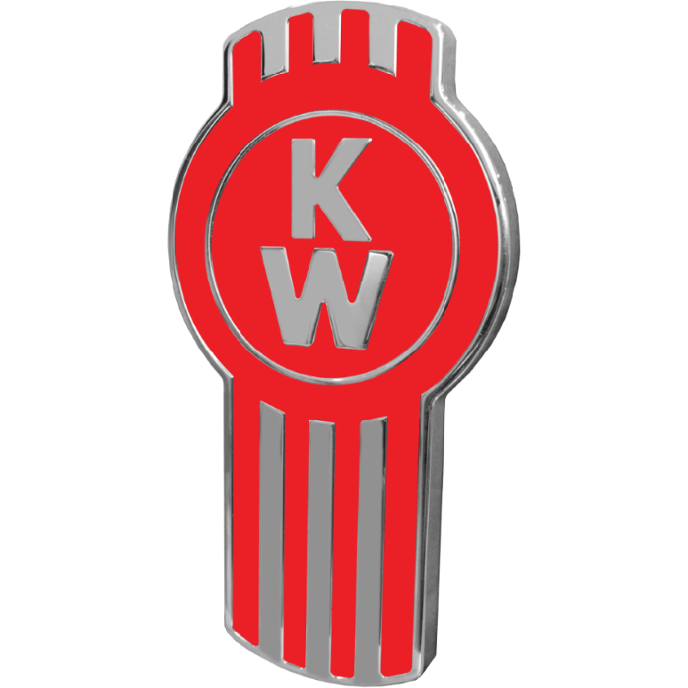 KENWORTH EMBLEM ENGRAVED RED/CHROME 440 EMBLEM Dark Gray