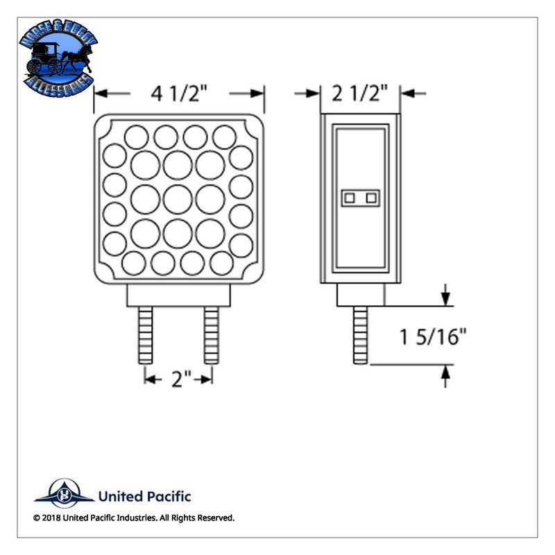UP-38758 52 LED Double Stud Double Face Turn Signal Light (Driver) - Amber & Red LED/Clear Lens