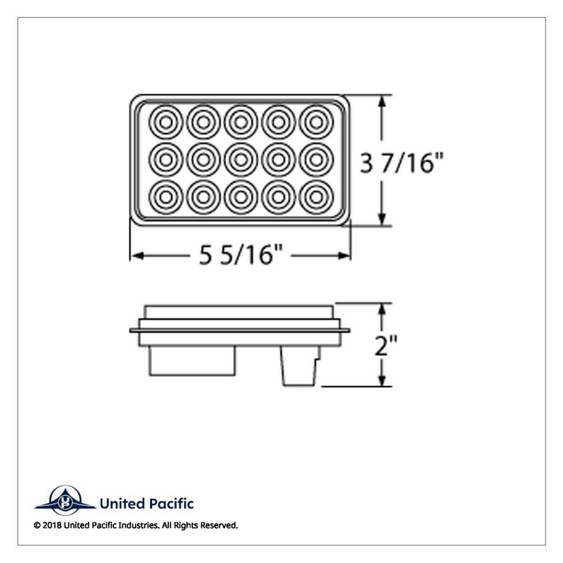 Luz de marcha atrás rectangular de 15 LED (a granel)