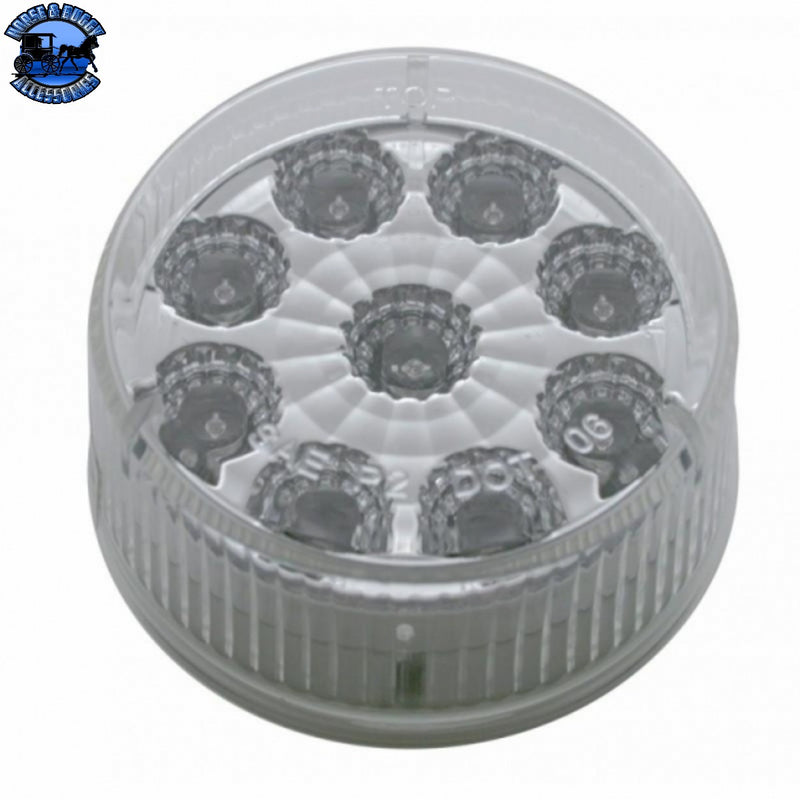 UP-38851B 9 LED 2" Round Reflector Light (Clearance/Marker) - Amber LED/Clear Lens (Bulk)