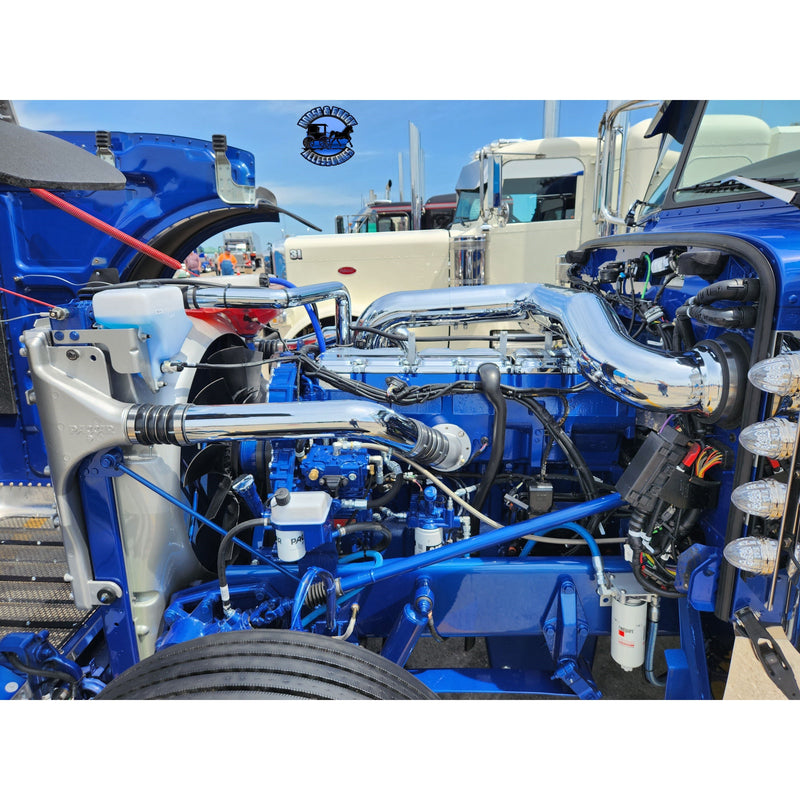 AIK-389g-C15 Peterbilt 389 glider c15 cat chrome Air Intake Kit PETERBILT Dark Slate Blue