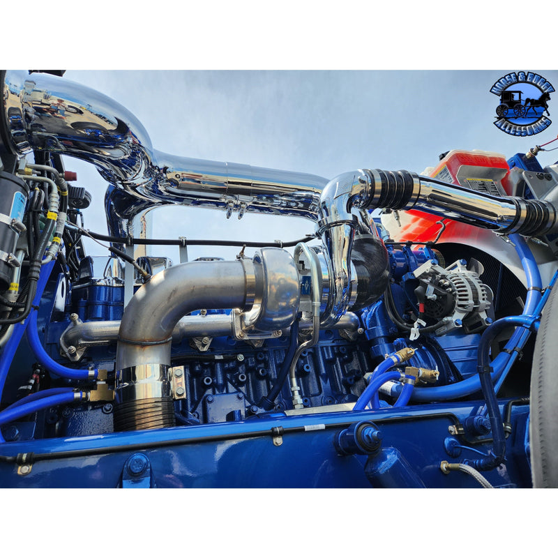 AIK-389g-C15 Peterbilt 389 glider c15 cat chrome Air Intake Kit PETERBILT Light Steel Blue