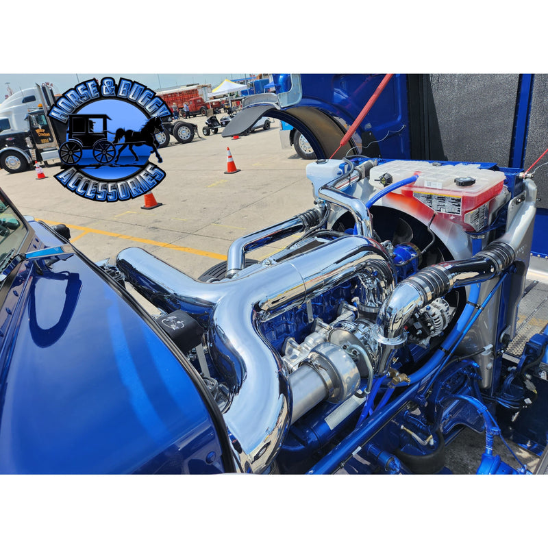 AIK-389g-C15 Peterbilt 389 glider c15 cat chrome Air Intake Kit PETERBILT Dark Slate Gray