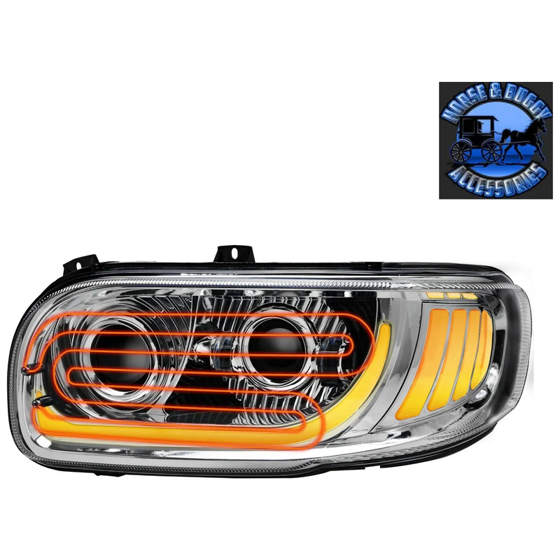 Peterbilt 389 Trux headlights (Choose style and Color) dot approved (ALL LED) PETERBILT Heated / Chrome / Driver's Side Dark Slate Gray