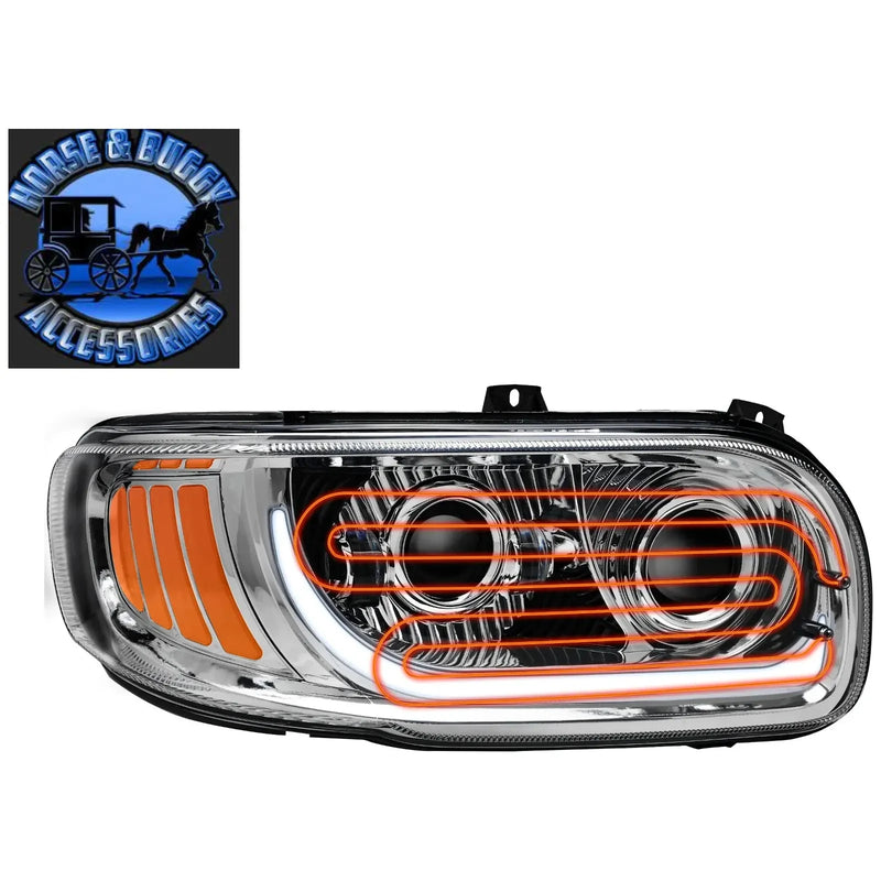 Peterbilt 389 Trux headlights (Choose style and Color) dot approved (ALL LED) PETERBILT Heated / Chrome / Passenger's Side Dark Slate Gray