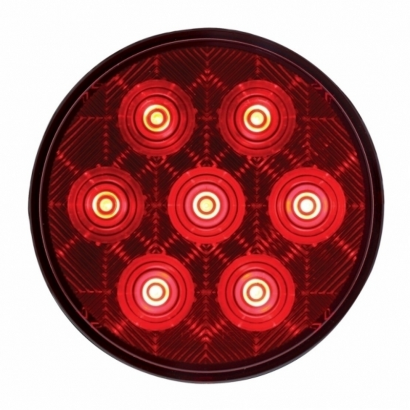 Luz de competición redonda de 7 LED de 4" (freno, giro y cola) - LED rojo/lente roja (a granel)