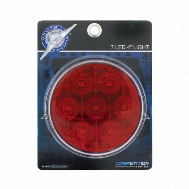 Luz de competición redonda de 7 LED de 4" (freno, giro y cola) - LED rojo/lente roja (a granel)
