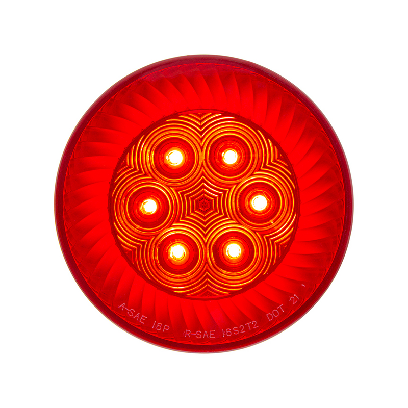 UP-39214 16 LED 4" Round Turbine Light (Stop, Turn & Tail) - Red LED/Red Lens