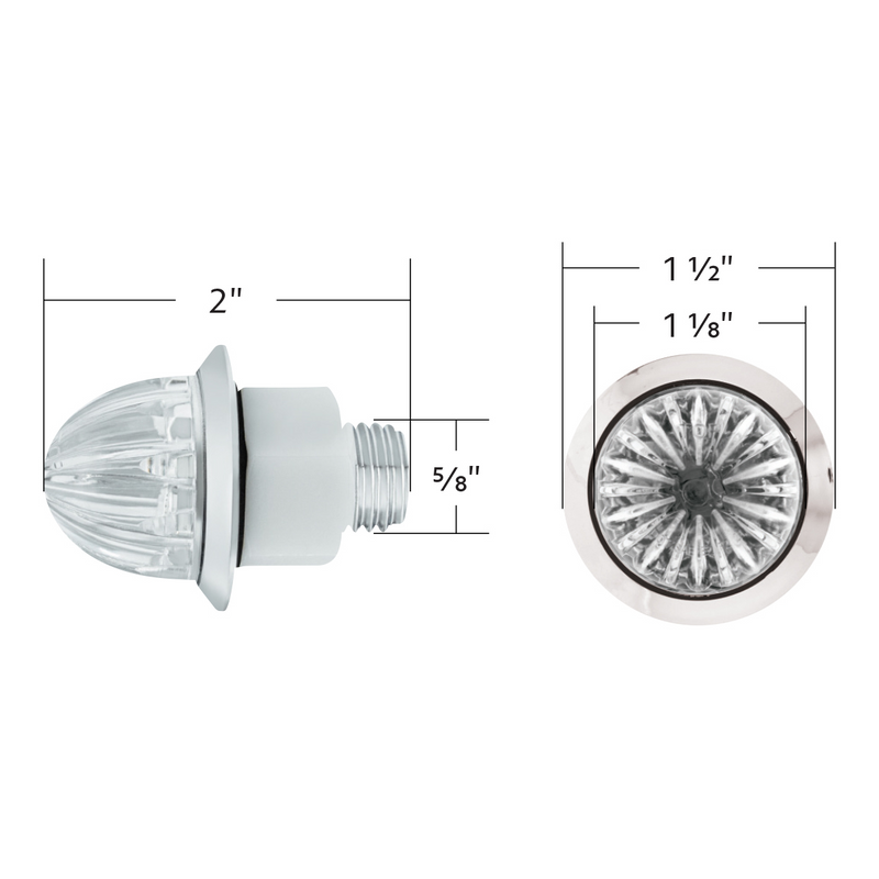 2 LED Dual Function 1-1/8" Watermelon Light (Clearance/Marker) - Amber LED/Clear Lens