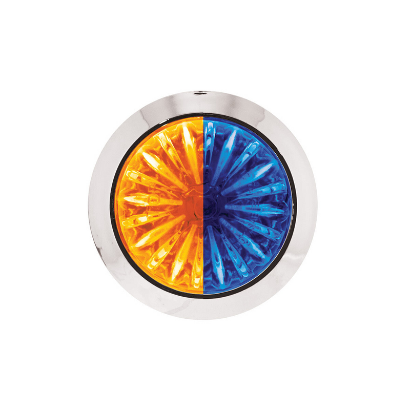 Double Fury 4 LED 1-1/8" Watermelon Clearance/Marker Light- Amber & Blue LED/ Clear Lens