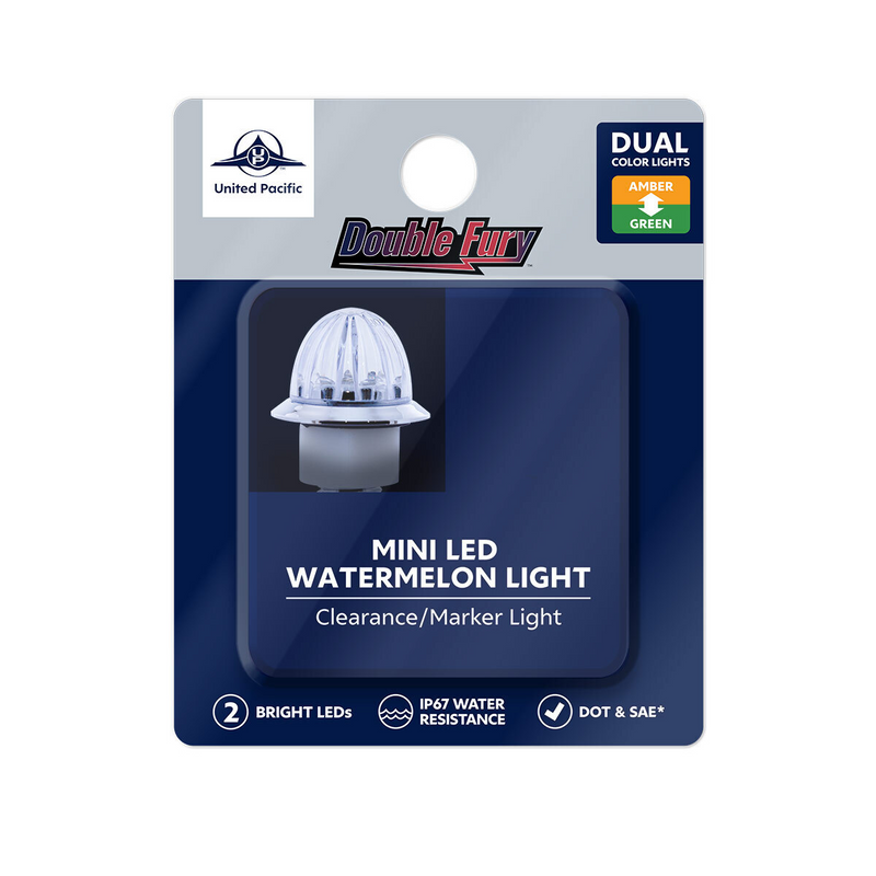 Double Fury 4 LED 1-1/8" Watermelon Clearance/Marker Light- Amber & Green LED/ Clear Lens