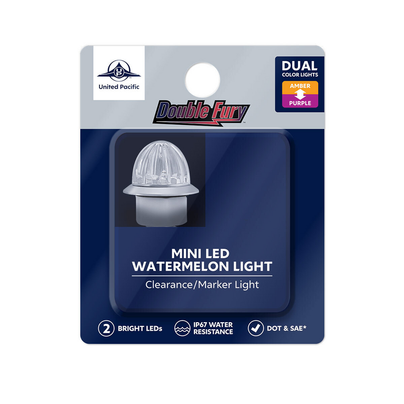 Double Fury 4 LED 1-1/8" Watermelon Clearance/Marker Light- Amber & Purple LED/ Clear Lens