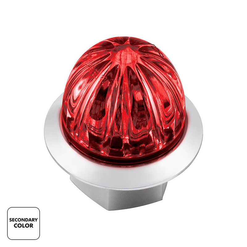 Double Fury 4 LED 1-1/8" Watermelon Clearance/Marker Light- Amber & Red LED/ Clear Lens