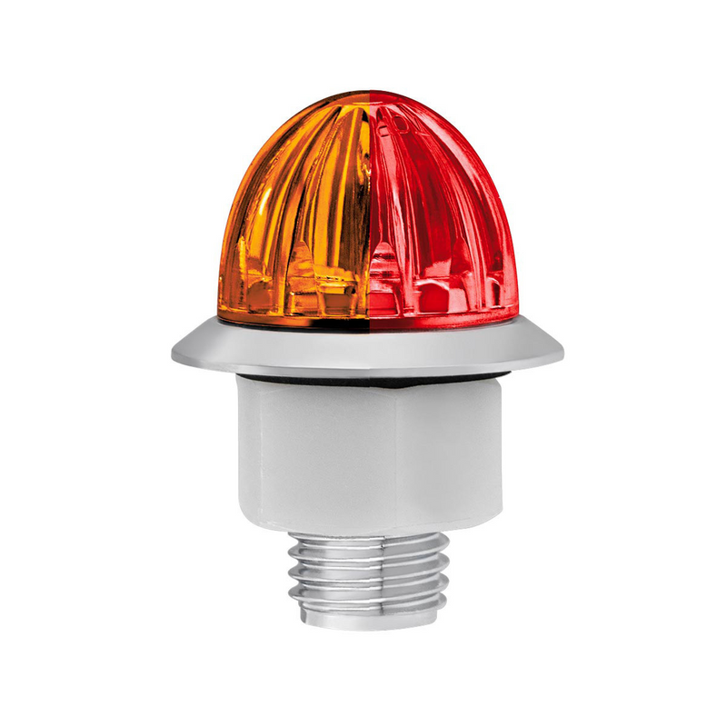 Double Fury 4 LED 1-1/8" Watermelon Clearance/Marker Light- Amber & Red LED/ Clear Lens