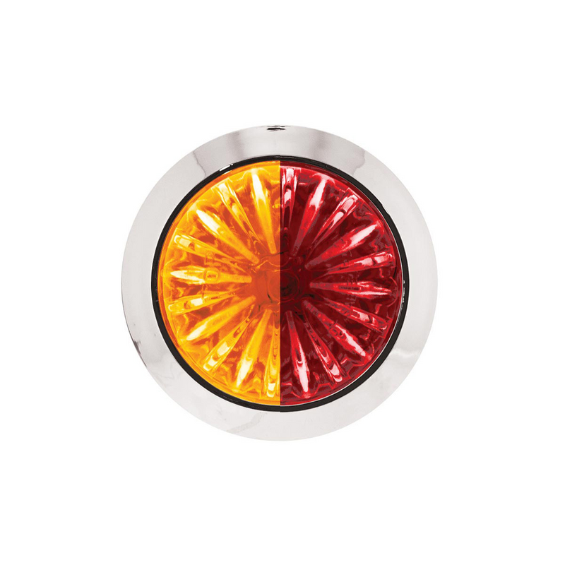Double Fury 4 LED 1-1/8" Watermelon Clearance/Marker Light- Amber & Red LED/ Clear Lens
