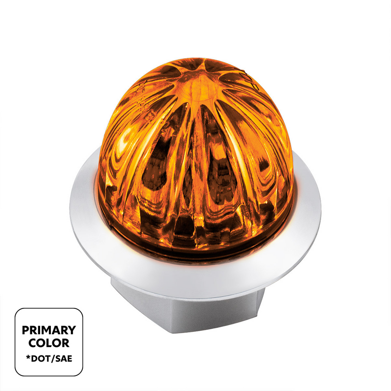 Double Fury 4 LED 1-1/8" Watermelon Clearance/Marker Light- Amber & White LED/ Clear Lens