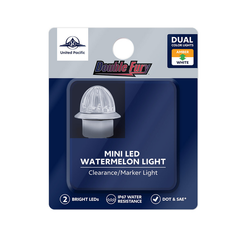 Double Fury 4 LED 1-1/8" Watermelon Clearance/Marker Light- Amber & White LED/ Clear Lens
