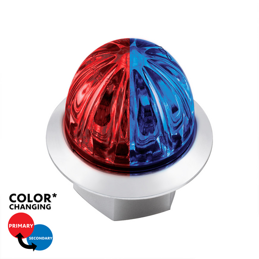 Double Fury 4 LED 1-1/8" Watermelon Clearance/Marker Light- Red & Blue LED/ Clear Lens