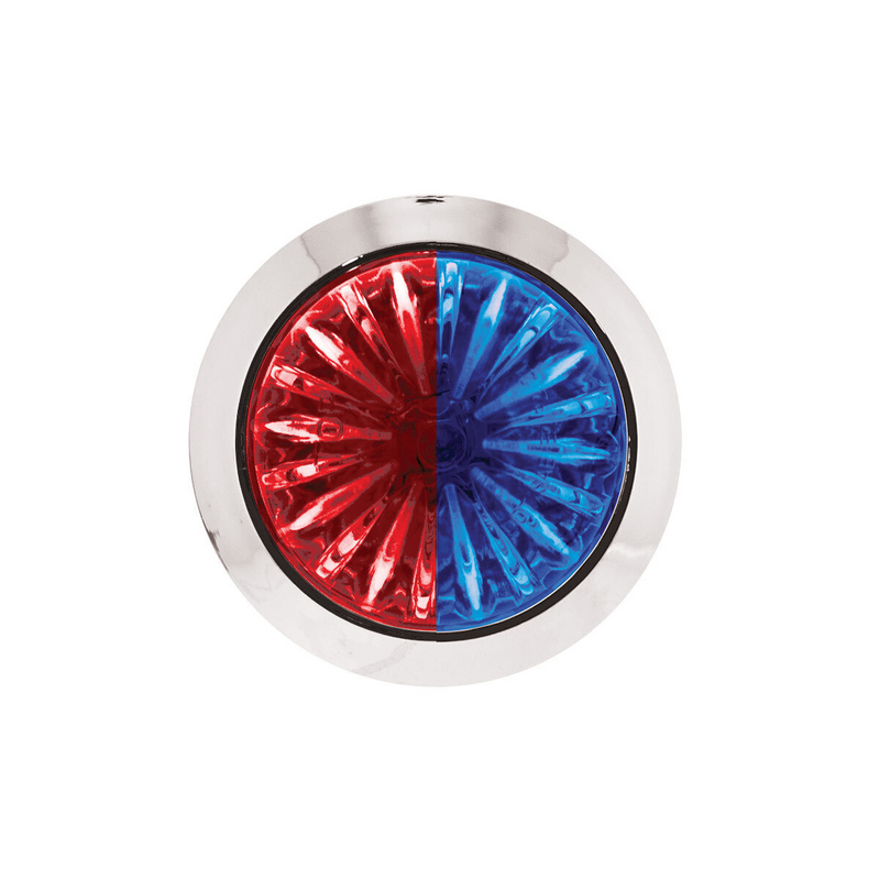 Double Fury 4 LED 1-1/8" Watermelon Clearance/Marker Light- Red & Blue LED/ Clear Lens