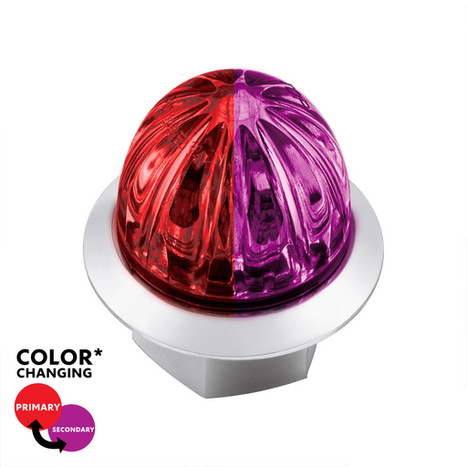 Double Fury 4 LED 1-1/8" Watermelon Clearance/Marker Light- Red & Purple LED/ Clear Lens