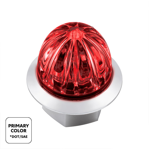 Double Fury 4 LED 1-1/8" Watermelon Clearance/Marker Light- Red & White LED/ Clear Lens