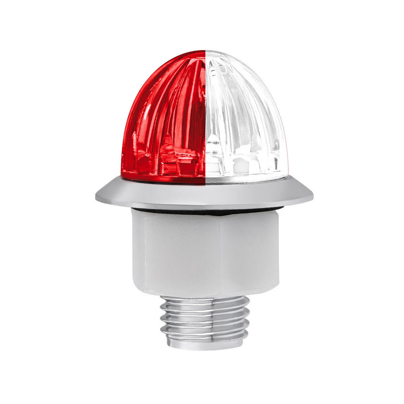 Double Fury 4 LED 1-1/8" Watermelon Clearance/Marker Light- Red & White LED/ Clear Lens